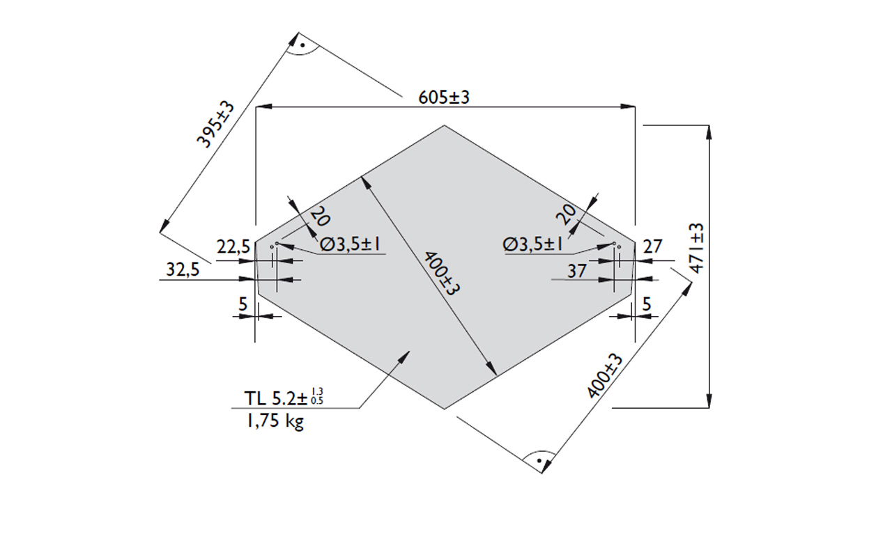 Rhombus ablona rozmry